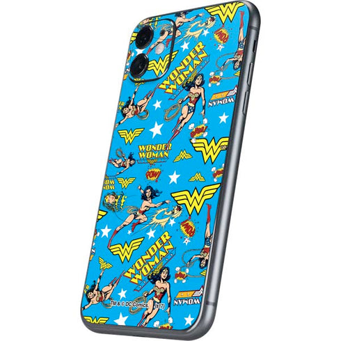 DC Comics Wonder Woman Action pose pattern iPhone 11 Skin